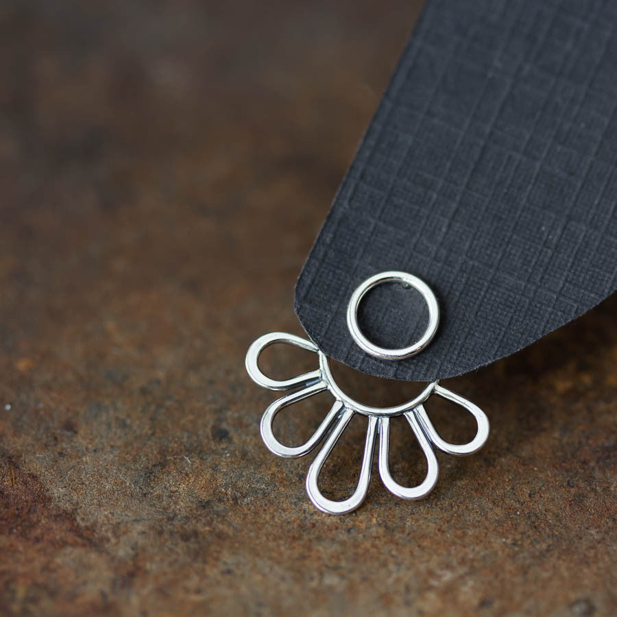 Modern Minimal Silver Petals Ear Jackets, Front And Back Earring Sets - jewelry by CookOnStrike