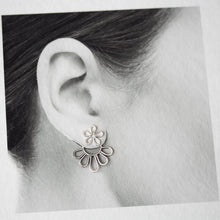 Load image into Gallery viewer, Modern Minimal Silver Petals Ear Jackets, Front And Back Earring Sets - jewelry by CookOnStrike