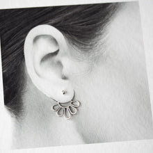 Load image into Gallery viewer, Modern Minimal Silver Petals Ear Jackets, Front And Back Earring Sets - jewelry by CookOnStrike