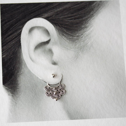 Bigger Ear Jacket Earrings, Unique Front and Back Ornament - jewelry by CookOnStrike