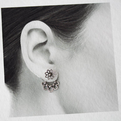 Circles and Dots, Handmade Silver Ear Jackets - jewelry by CookOnStrike