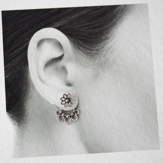 Circles and Dots, Handmade Silver Ear Jackets - jewelry by CookOnStrike