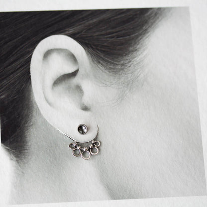 Circles and Dots, Handmade Silver Ear Jackets - jewelry by CookOnStrike