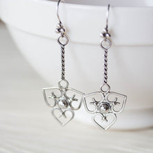 Load image into Gallery viewer, Long Elegant Statement Earrings, Unique Heart Pendulum Design - jewelry by CookOnStrike
