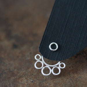 Geometric silver ear jacket earrings, minimalist solid sterling silver circles - jewelry by CookOnStrike