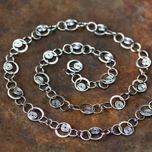 Load image into Gallery viewer, Spirals in Circles, Unique Silver Links Chain Necklace - jewelry by CookOnStrike