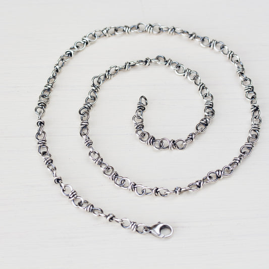 Bigger link wire wrapped chain for pendant, sterling silver - jewelry by CookOnStrike