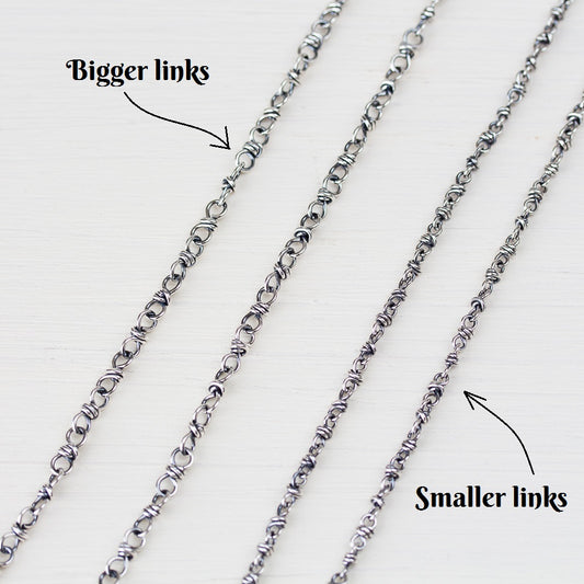 Bigger link wire wrapped chain for pendant, sterling silver - jewelry by CookOnStrike