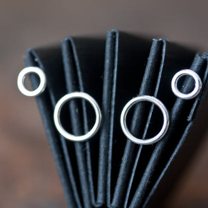 Double Piercing Earring Set, Tiny Circle Earrings - jewelry by CookOnStrike