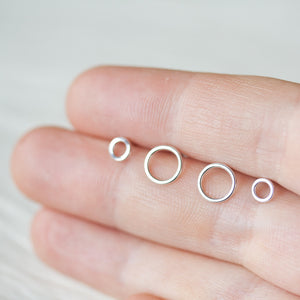 Double Piercing Earring Set, Tiny Circle Earrings - jewelry by CookOnStrike