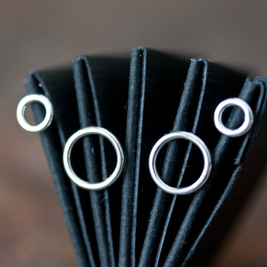 Double Piercing Earring Set, Tiny Circle Earrings - jewelry by CookOnStrike