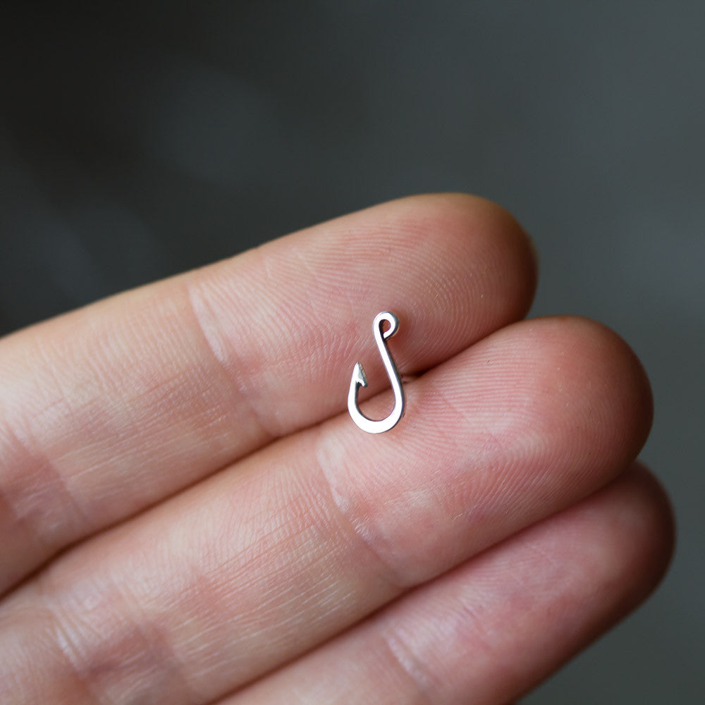 Fish Hook Stud, Single Earring - jewelry by CookOnStrike