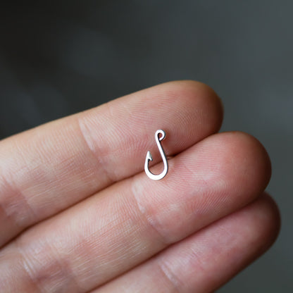 Fish Hook Stud, Single Earring - jewelry by CookOnStrike
