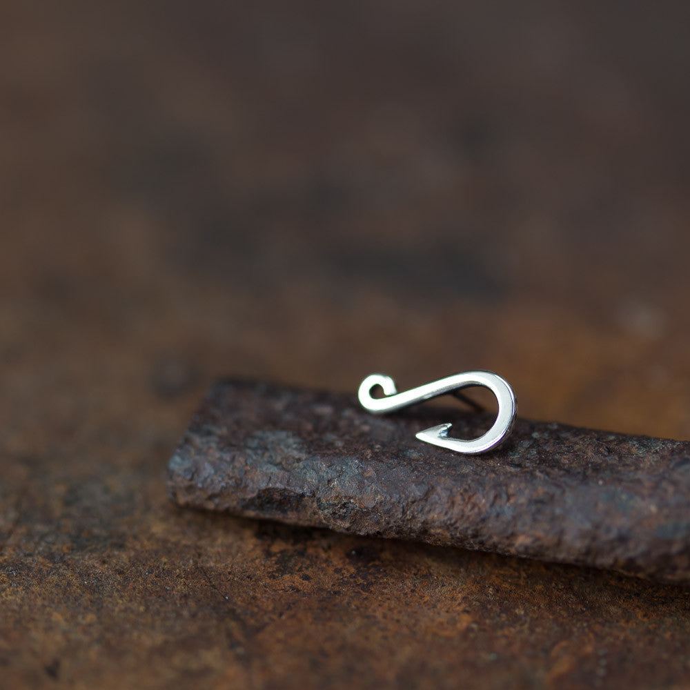 Fish Hook Stud, Single Earring - jewelry by CookOnStrike