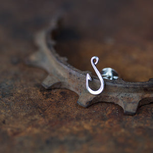 Fish Hook Stud, Single Earring - jewelry by CookOnStrike