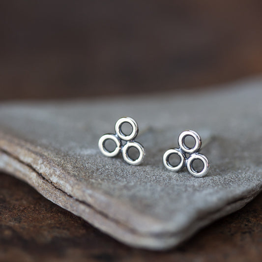 Contemporary Geometric Circle Cluster Stud Earrings, 6mm - jewelry by CookOnStrike