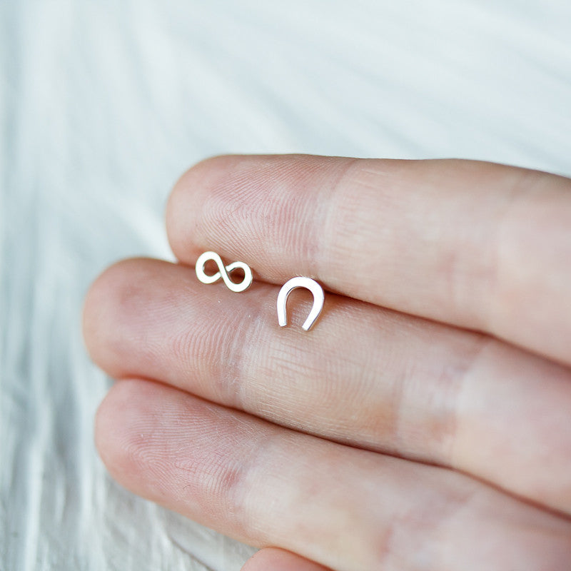 Infinite Luck - Tiny horseshoe and infinity symbol, unisex good luck gift - jewelry by CookOnStrike