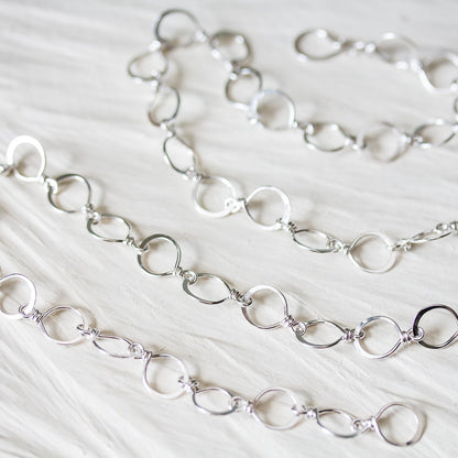 Medium Size Hammered Silver Links Chain, wire wrapped sterling silver necklace - jewelry by CookOnStrike