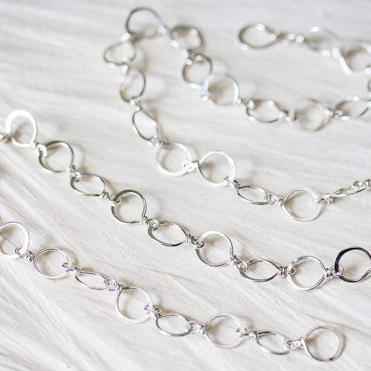 Medium Size Hammered Silver Links Chain, wire wrapped sterling silver necklace - jewelry by CookOnStrike