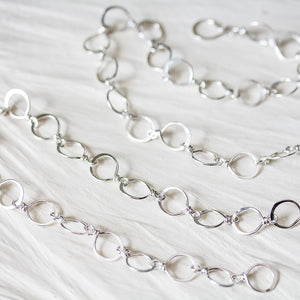 Medium Size Hammered Silver Links Chain, wire wrapped sterling silver necklace - jewelry by CookOnStrike