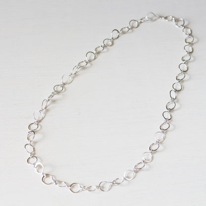 Medium Size Hammered Silver Links Chain, wire wrapped sterling silver necklace - jewelry by CookOnStrike