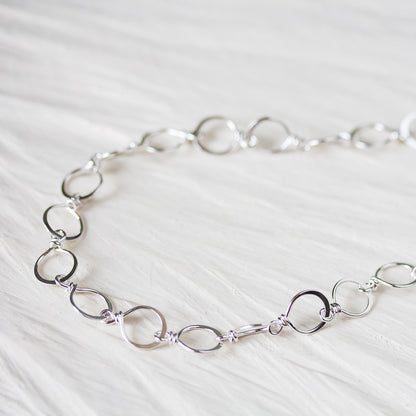 Medium Size Hammered Silver Links Chain, wire wrapped sterling silver necklace - jewelry by CookOnStrike