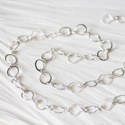 Medium Size Hammered Silver Links Chain, wire wrapped sterling silver necklace - jewelry by CookOnStrike