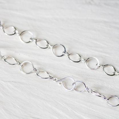 Medium Size Hammered Silver Links Chain, wire wrapped sterling silver necklace - jewelry by CookOnStrike