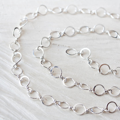 Handmade Wire Wrapped and Hammered Silver Links Chain Necklace - jewelry by CookOnStrike