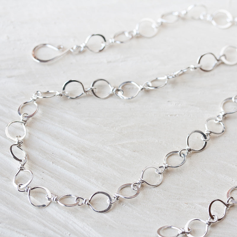 Handmade Wire Wrapped and Hammered Silver Links Chain Necklace - jewelry by CookOnStrike