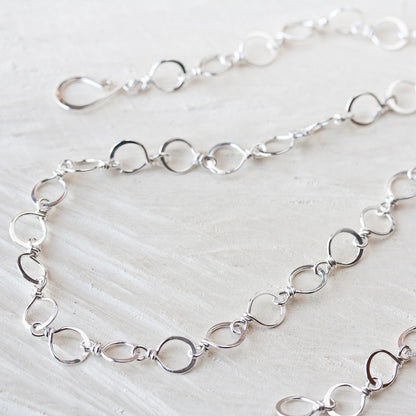 Handmade Wire Wrapped and Hammered Silver Links Chain Necklace - jewelry by CookOnStrike