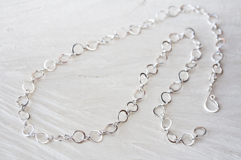 Handmade Wire Wrapped and Hammered Silver Links Chain Necklace - jewelry by CookOnStrike