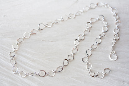 Handmade Wire Wrapped and Hammered Silver Links Chain Necklace - jewelry by CookOnStrike