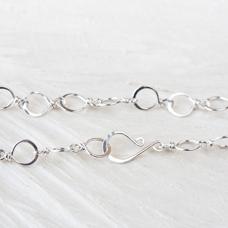 Handmade Wire Wrapped and Hammered Silver Links Chain Necklace - jewelry by CookOnStrike