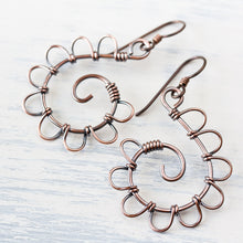 Load image into Gallery viewer, Playful Solid Copper Spiral Earrings, Hypoallergenic - jewelry by CookOnStrike