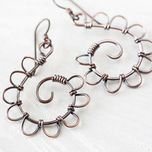 Load image into Gallery viewer, Playful Solid Copper Spiral Earrings, Hypoallergenic - jewelry by CookOnStrike