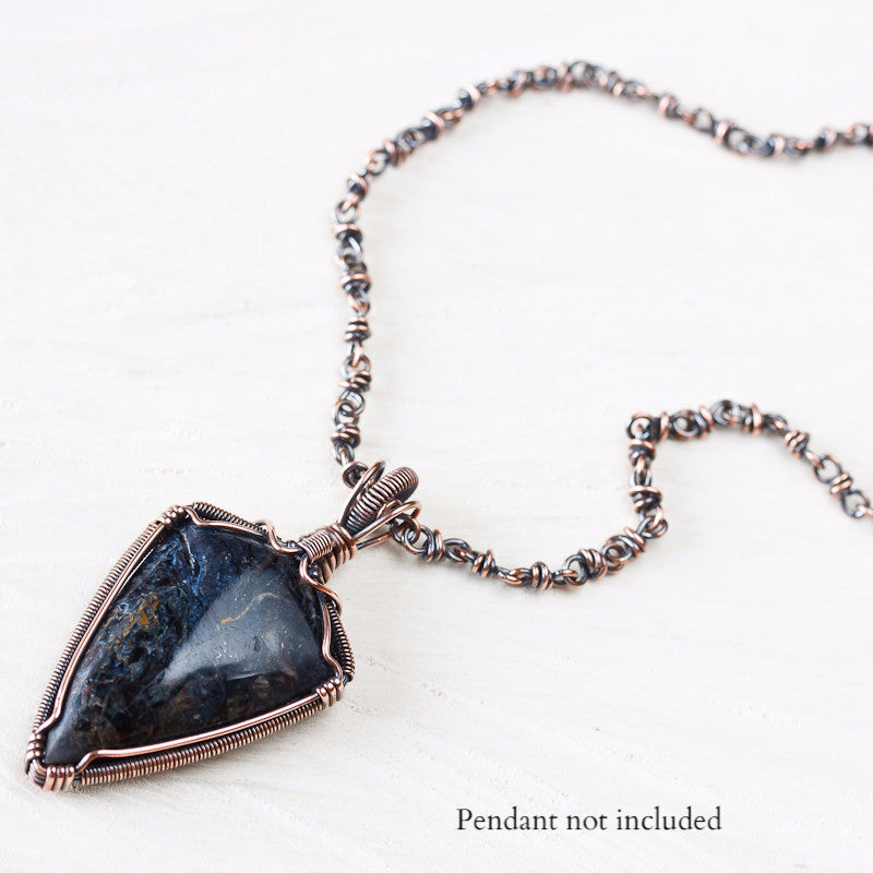 Handmade adjustable copper chain for pendant, wire wrapped links - jewelry by CookOnStrike