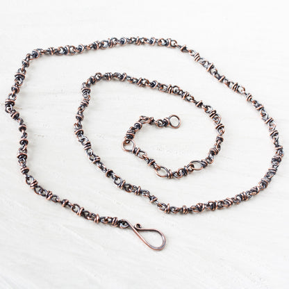 Handmade adjustable copper chain for pendant, wire wrapped links - jewelry by CookOnStrike
