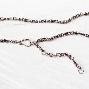 Handmade adjustable copper chain for pendant, wire wrapped links - jewelry by CookOnStrike