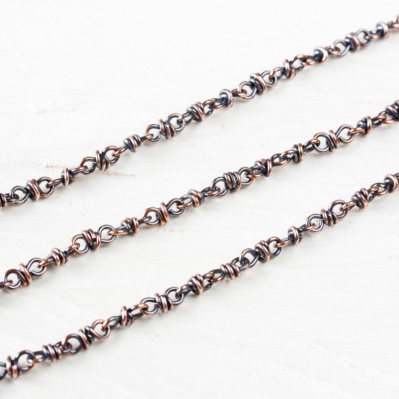 Handmade adjustable copper chain for pendant, wire wrapped links - jewelry by CookOnStrike
