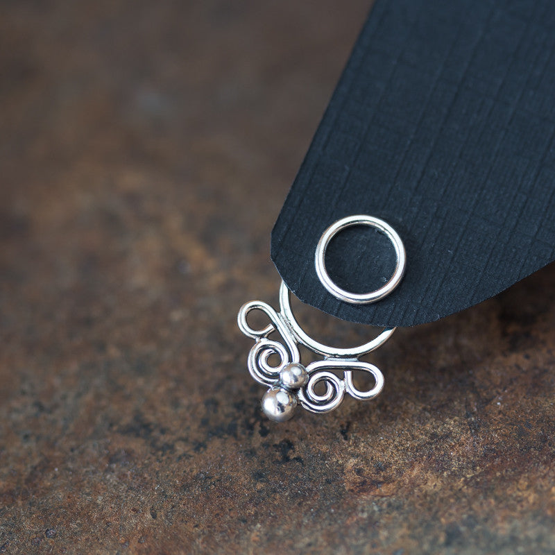Unique handcrafted silver ear jacket earrings, stylized mini butterfly - jewelry by CookOnStrike