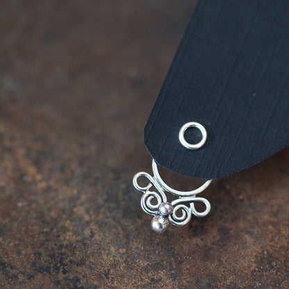 Unique handcrafted silver ear jacket earrings, stylized mini butterfly - jewelry by CookOnStrike