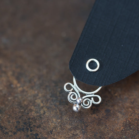 Unique handcrafted silver ear jacket earrings, stylized mini butterfly - jewelry by CookOnStrike