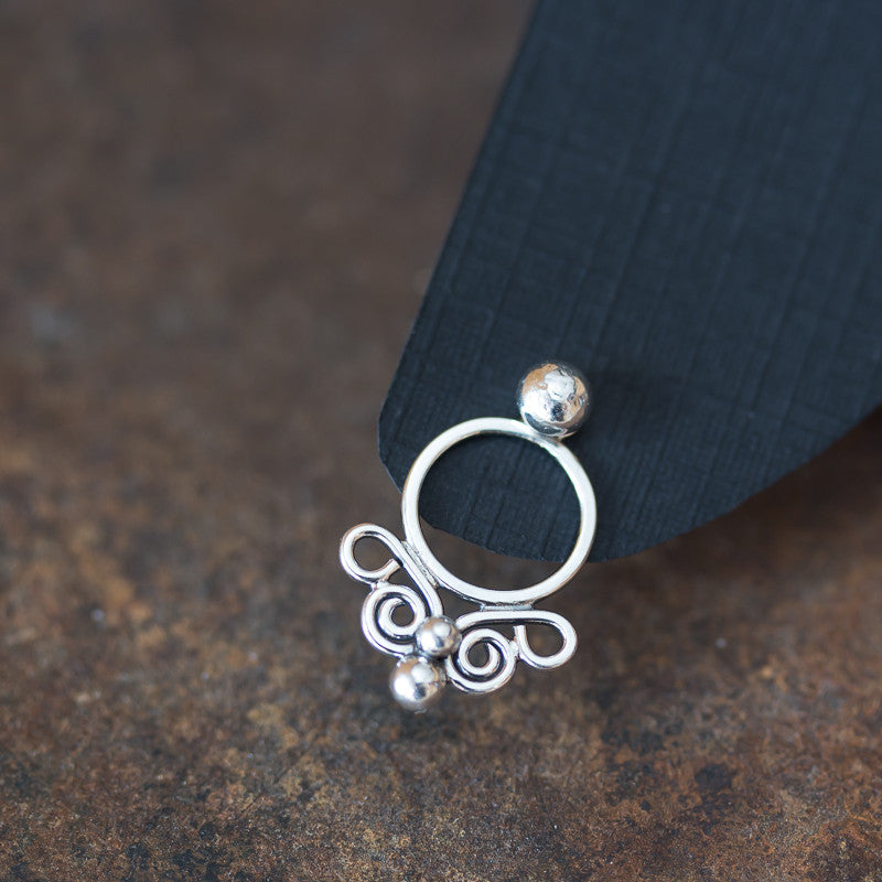 Unique handcrafted silver ear jacket earrings, stylized mini butterfly - jewelry by CookOnStrike