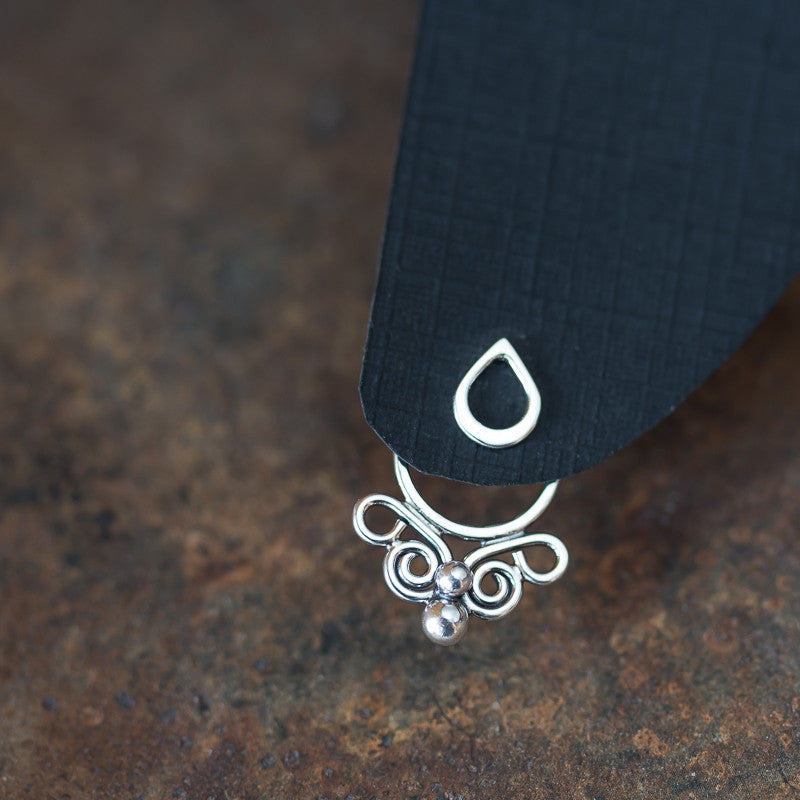 Unique handcrafted silver ear jacket earrings, stylized mini butterfly - jewelry by CookOnStrike
