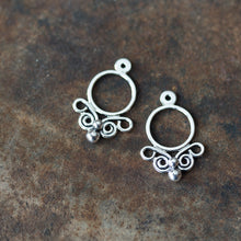 Load image into Gallery viewer, Unique handcrafted silver ear jacket earrings, stylized mini butterfly - jewelry by CookOnStrike