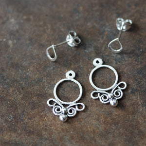 Unique handcrafted silver ear jacket earrings, stylized mini butterfly - jewelry by CookOnStrike