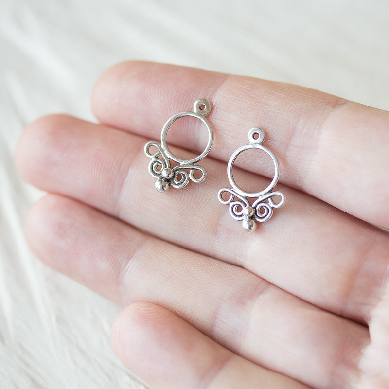 Unique handcrafted silver ear jacket earrings, stylized mini butterfly - jewelry by CookOnStrike