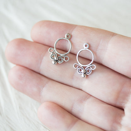 Unique handcrafted silver ear jacket earrings, stylized mini butterfly - jewelry by CookOnStrike