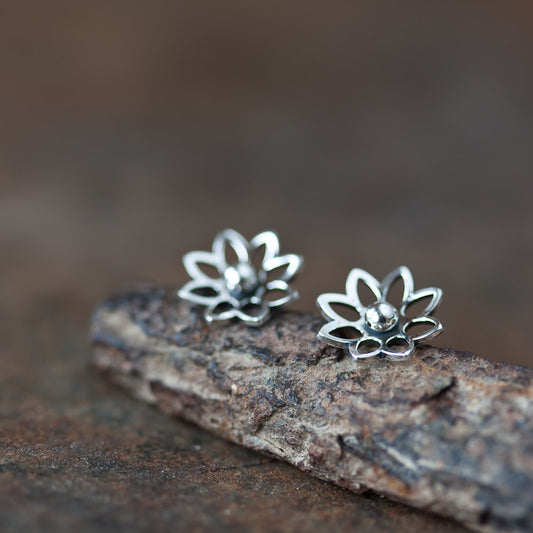 Lotus Flower Studs, 10mm - jewelry by CookOnStrike